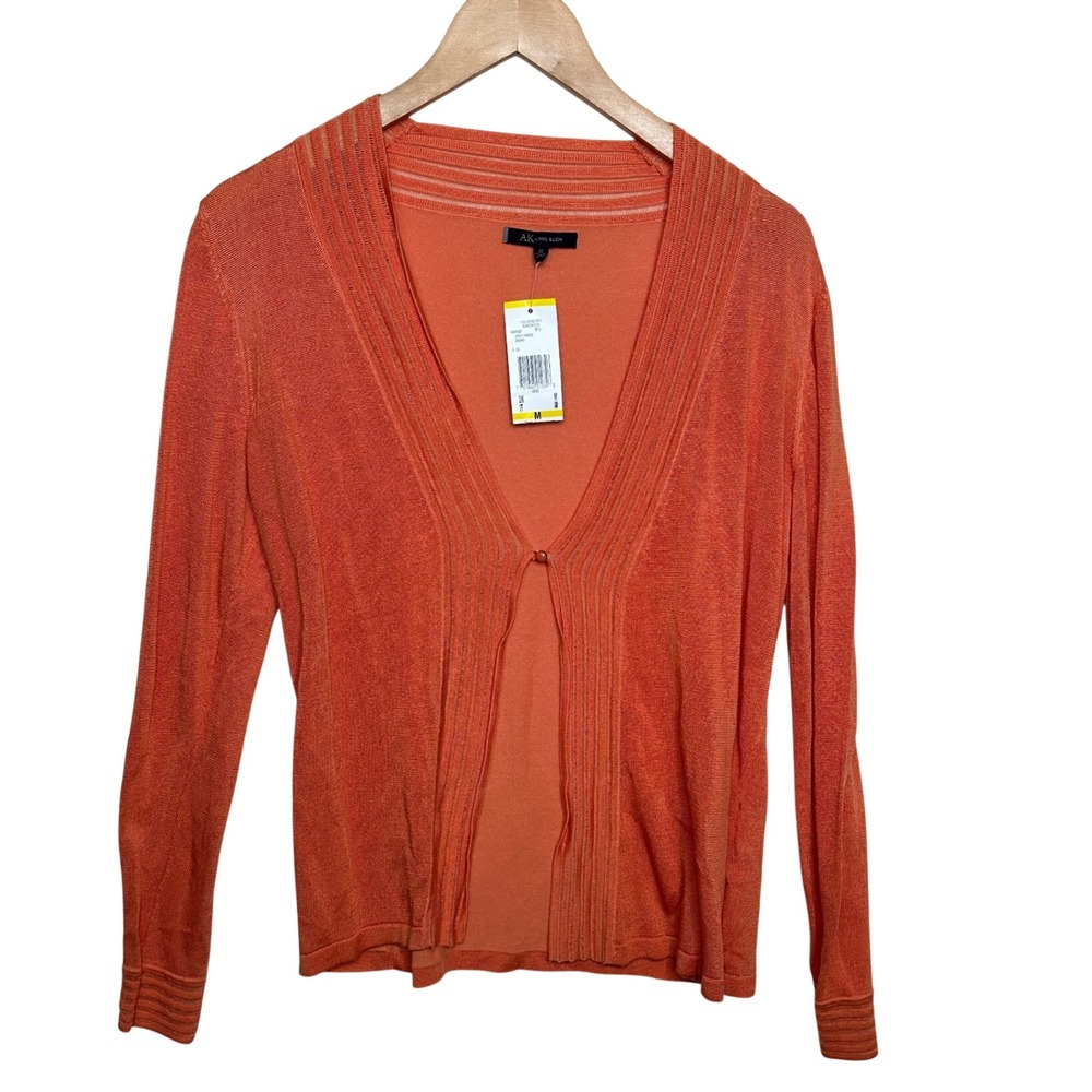 NWT Anne Klein Women's Hook/Closure Long Sleeve Cardigan size Medium Orange